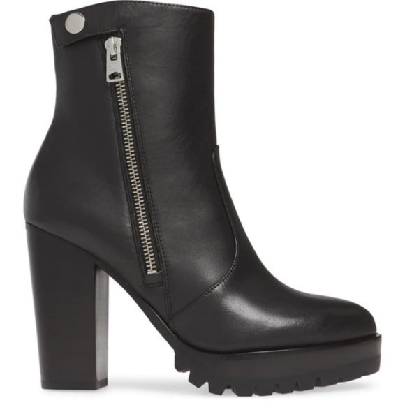 Allsaints Ana Block Heel Zip Ankle Boot 